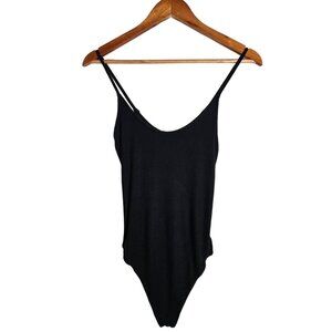 2/$35- Vince Black Ribbed Thong Bodysuit Women Size S